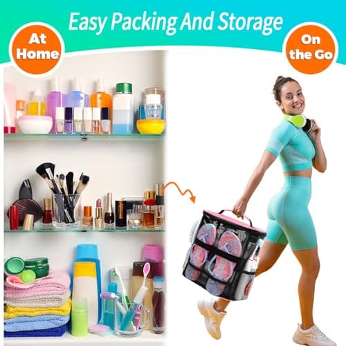 Dorm Room Essentials for Girls, Mesh Shower Caddy Hanging, Large Capacity Toiletry Bag for Women, Quick Dry Shower Bag for Camping, Cruise, Travel Essentials, Christmas Birthday Gifts for Women Girls - Thumbnail 5