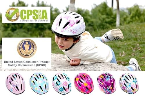 Girl Helmet for Bike,Kids Bike Pink Helmet for Girls Approximately Ages 3-10 Years Adjuastable and Multi-Sport, from Toddler to Kids CPSC Certicated - Thumbnail 6