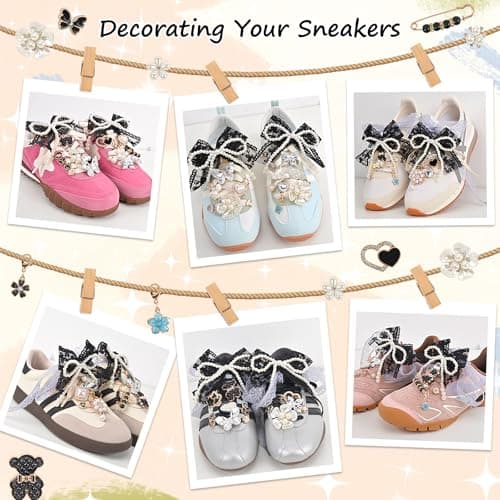 yuboo 246 Pcs Black Shoe Charms for Sneaker, Letter Shoelace Junk Socks Charm Shoe Charms Kit, DIY Brooches and Pins for Girls Back to School Gifts Jewelry Stylish Shoe Decoration Accessories - Thumbnail 2