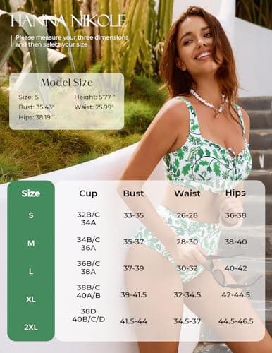 Hanna Nikole Bathing Suit for Women Tummy Control, Swimsuits High Cut, Tie Front Bikinis Cut Out - Thumbnail 6