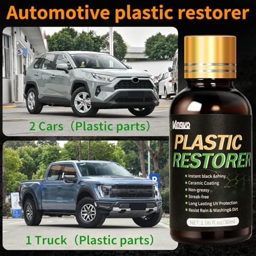 Kingvo Plastic Restorer for Cars, Black Plastic Trim Restoration,Vinyl Trim Restorer Automotive Hydrophobic Ceramic Coating with Foam Applicator,30ML(4-Pack) - Thumbnail 2