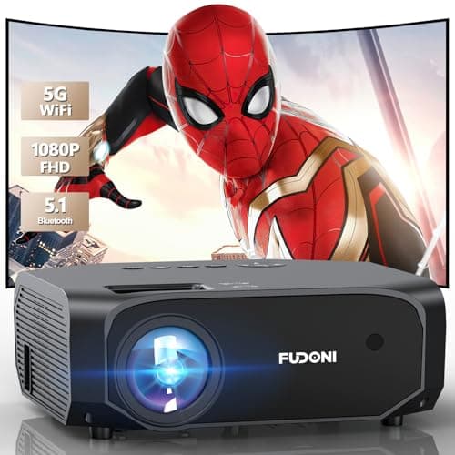 FUDONI Projector with WiFi and Bluetooth, Native 1080P Outdoor Movie Projectors 4k Supported, 15000L Portable Home Theater Projector Max 300", Indoor&Outdoor Use, Black - Thumbnail 2