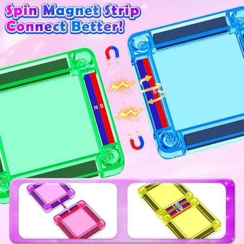 Coodoo Mini Magnetic Tiles Set with Iron Box, Travel Essentials Portable Magnet Building Blocks, Montessori Educational Sensory Toys for Toddlers 3+ Boys Girls Birthday Gift Classroom Must Haves - Thumbnail 3