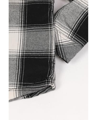 ZENTHACE Everyday Adventure Kids Quilted Hooded Flannel Jacket Windproof Snap Coat for Boys Girls Black White M - Thumbnail 6