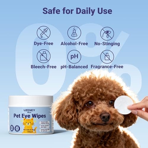 UZENEY Eye Wipes for Dogs & Cats, Eye Cleaning and Grooming Wipes Gently Removes Eye Tear Stain, Deris, Discharge, Safe Ingredients for Pet, Unscented, 100pcs - Thumbnail 4