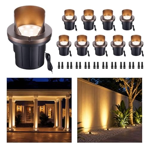 Varmtalys Low Voltage LED Well Lights Outdoor, In-Ground Landscape Lights Warm White 3000K, 12V IP67 Waterproof 4" Shielded Top Aluminum ORB for Pathways & Yards, 10 Pack - Image 1