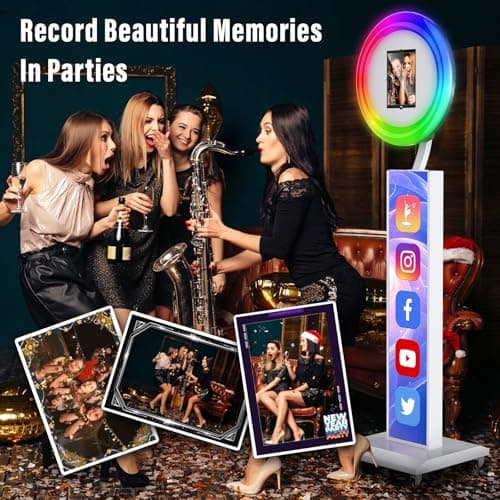 JIYANG Portable Photo Booth Compatible with Any Ipad,Photo Booth Stand Shell with ChackTok PhotoBooth VIP 2 Month Member and Flight Case,Free Custom Logo,Perfect for Parties,Wedding and Events(White) - Thumbnail 5