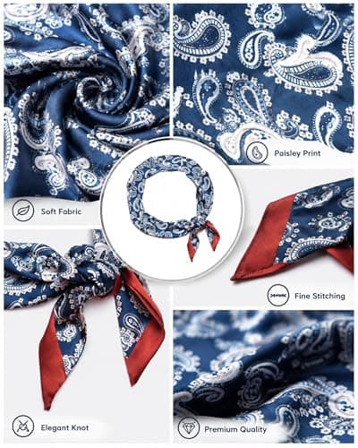 rgwtgkyh Satin Silk Scarf Belt for Women Blue Paisley Soft Decorative Waist Sash for Jeans Elegant Formal Prom Dress Waistband Western Boho Accessory - Thumbnail 4