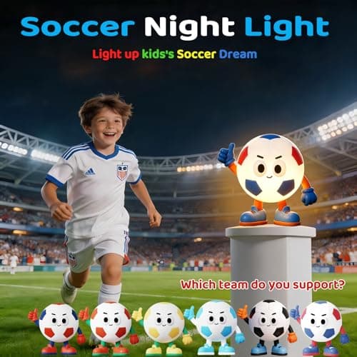 IYT Soccer Night Light for Kid,Silicone Football Lamp Rechargeable Dimmable Light Up Portable Nursery Decor Gifts for Boy Girls - Thumbnail 5
