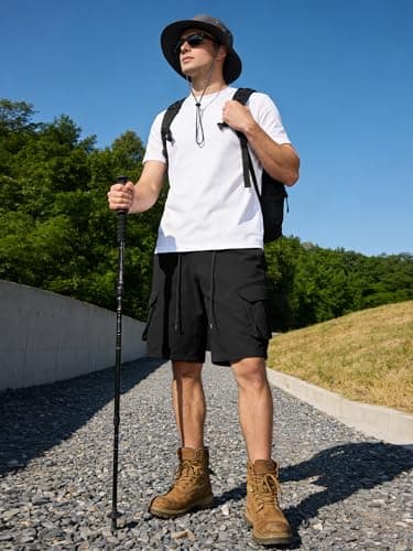 TRFIC Mens Cargo Shorts Casual Sweat Shorts with Button Drawstring Multi Pockets for Work Hiking Outdoor - Thumbnail 3