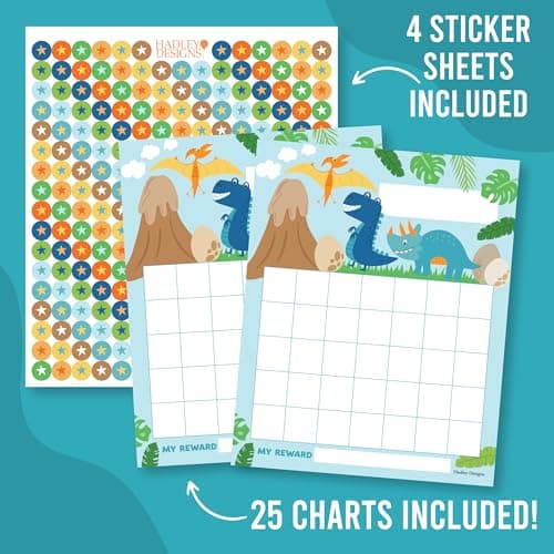 Sticker Chart for Kids Behavior at Home & Classroom - 25 Reward Chart for Kids Incentives, Gold Star Sticker Sheets, Dinosaur Incentive Charts for Classroom Must Haves - Thumbnail 3