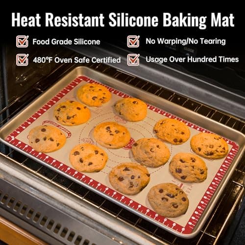 Silicone Baking Mat with Recipes, Extra Thick Silicone Mats for Baking, Non Stick Pastry Mat for Rolling Dough, Silicone Macaron Baking Mat for Cookie,Bread,Pizza,Fondant Mat, Oven&Dishwasher Safe - Thumbnail 6