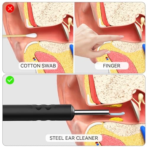 1080P HD Ear Camera with 6 LED Lights - Waterproof Rechargeable Otoscope Tool, Ear Wax Removal Kit with 8Pcs Ear Care Set for iOS & Android - Thumbnail 4