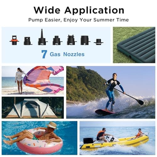 AIRBANK Paddle Board Pump Electric 20PSI The Puffer Pro, Portable SUP Pump, Dual-Stage Inflation & Auto-Off Air Pump for Stand up Paddle Boards, Kayak, Inflatables, Boats, Tent, Mattress, Kite Wings - Thumbnail 6