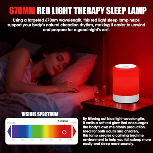 Red Light Therapy Sleep, Red Night Lights With 670nm Wavelength, Touch Control with 3 Distinct Color Modes, For Support Deep Relaxation and Improve Sleeping for Adult & Kid Bedroom, Gift - Thumbnail 2
