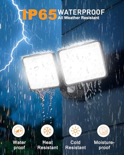 Rechargeable Motion Sensor Outdoor Light, Battery Operated Lights with 2500LM & 4000LM Dual Modes, USB Charging Wireless Flood Light, Waterproof LED Security Lights for Garage, Yard, Shed, Porch - Thumbnail 6