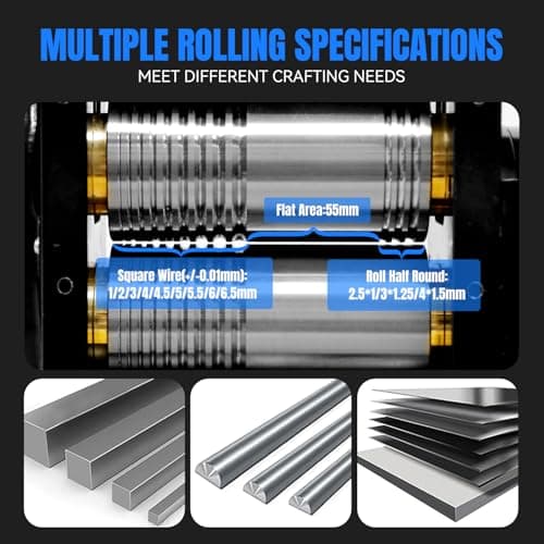 Lakimi Rolling Mill - 5.11"/130mm Jewelry Rolling Mill Machine, Gear Ratio 4:1 Wire Roller Mill, 3-in-1 Multi-Function Rolling Mill, for Metal Jewelry Sheet Square Semicircle Pattern RM02A - Thumbnail 3