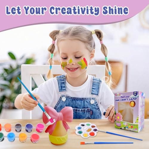 ASIOWELY Paint Your Own Ribbon Bow Lamp Kits,Arts and Crafts Supplies for Kids Toys Ages 4-6-8-12,DIY Art Night Light Painting for Girls Ages 5-10,Birthday Gifts for 3-12+ Year Old Toddler Teens Adult - Thumbnail 3