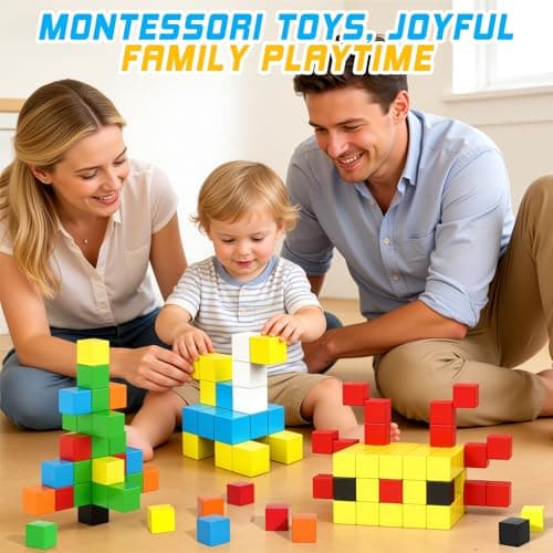 48PCS Magnetic Blocks for Toddlers Outdoor Toys, Large Magnetic Cube Toy for Sensory Montessori Education Preschool Magnet Toys for 3 4 5 6 Year Old Boys and Girls - Thumbnail 5