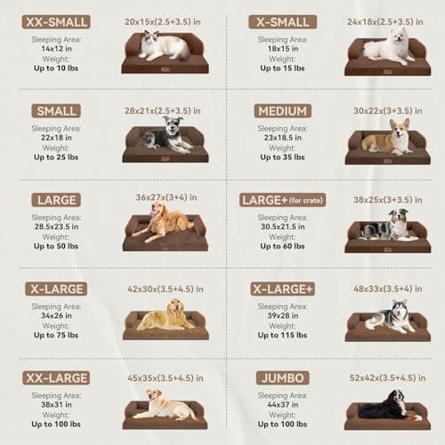 Large Dog Bed Orthopedic Washable - Beds Bolster - Extra Large Big Dogs - Waterproof with Removable Cover - Memory Foam Couch Sofa - Coffee Dog Bed - Thumbnail 3