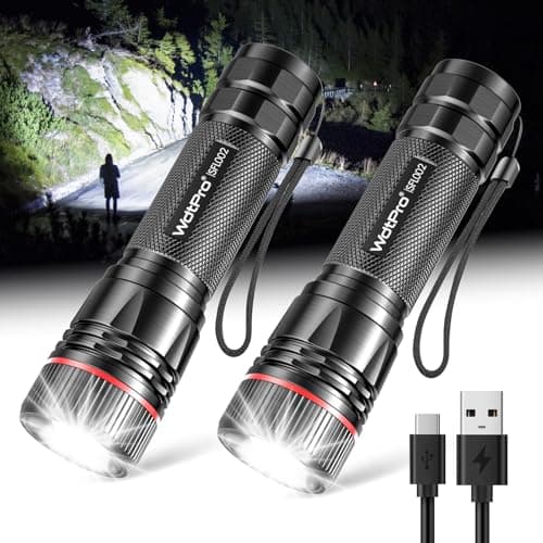WdtPro Rechargeable Flashlights High Lumens, 2 Pack 10H Long Lasting Super Bright EDC Flashlight, LED Mini Tactical Flash Lights for Camping Emergency, Drop & Water Resistant (Battery Included) - Image 1