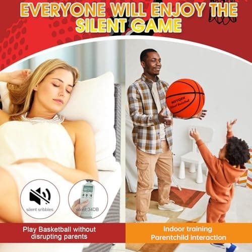 Silent Basketball Size 7(29.5”) - Next-Gen Weight Edition 600g Airless Foam Indoor Basketball w/Advanced Durability, Deep Grooves & High Bounce -Suitable for Pros,Kids& Beginner Quiet Indoor Training - Thumbnail 4