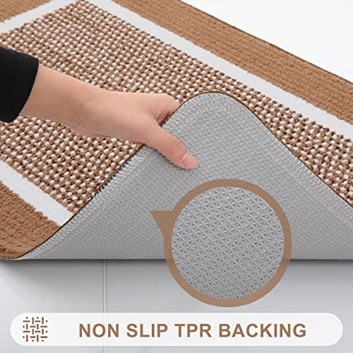Colorxy Indoor Door Mat, Non-Slip Absorbent Resist Dirt Entrance Mat, Sturdy Low-Profile Inside Floor Carpet Mats, Washable Front Entry Doormats for Entryway, 47''x20'', Brown - Thumbnail 3