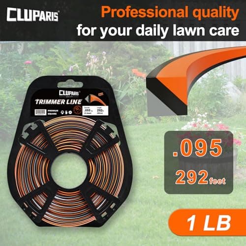 Cluparis .095-Inch Heavy Duty Trimmer Line, 1lb 292ft Professional Square Weed Eater String, 3-Component Tri-Extrusion for Extra Durability, Fits Echo Husqvarna Ryobi, with Super Line Cutter - Thumbnail 2