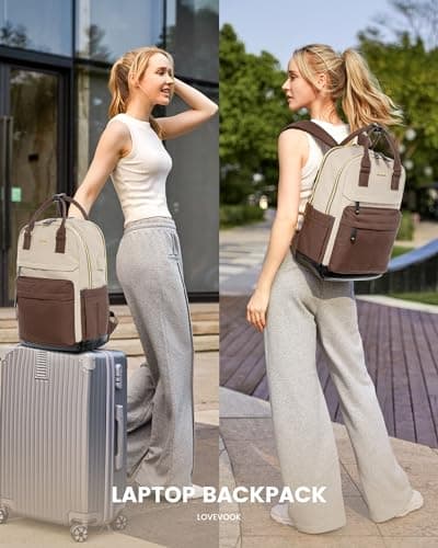 LOVEVOOK Travel Laptop Backpack Women, 17.3 Inch Anti-theft Laptop Bag with USB Port, Fashion Waterproof Computer Backpacks Teacher Nurse Backpack Purse for College Work - Thumbnail 6