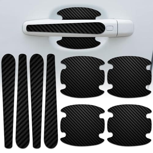 8Pcs Car Door Handle Protector - Stickers Door Handle Cover Carbon Fiber Vinyl Wrap Black Car Protector - Sticker Pack Protection Film for Cars