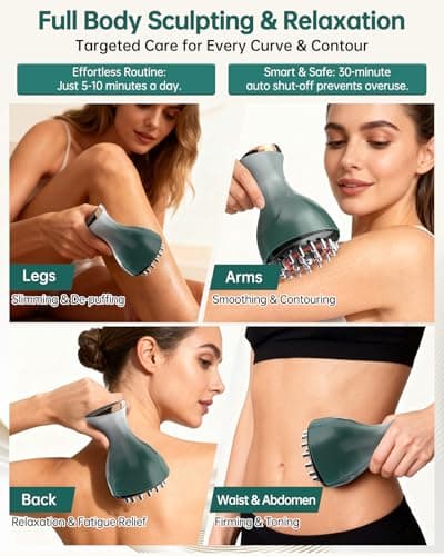 Lymphatic Drainage Massager & Anti Cellulite Massage Tool, Handheld Body Sculpting Machine w/Microcurrent, Light, Heat & Vibration, Portable Muscle Relaxation Tool for Arms, Thighs, Belly, Back - Thumbnail 4