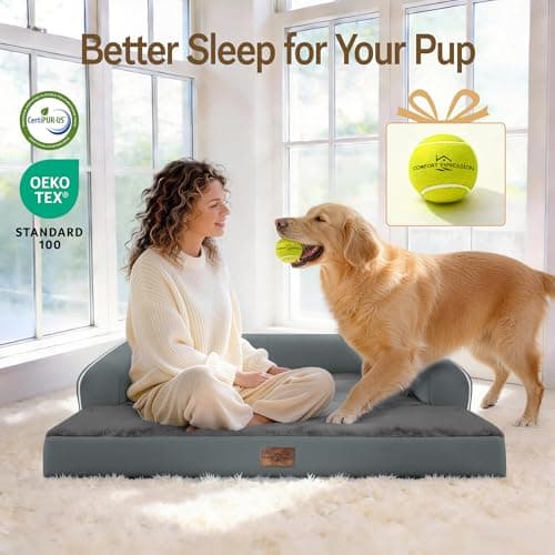 Comfort Expression Memory Foam Large Dog Bed - Waterproof Orthopedic Dog Beds with Washable Removable Cover Pet Sofa Couch, 36 x 27 - Thumbnail 6