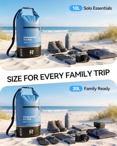 Rorhxia 10L Waterproof Dry Bag, [Upgraded Waterproof & Tearproof] with Bonus Phone Waterproof Case, Roll Top Floating Waterproof Storage Bag for Kayaking, Beach, Fishing, Gym, Camping Outdoor - Thumbnail 5
