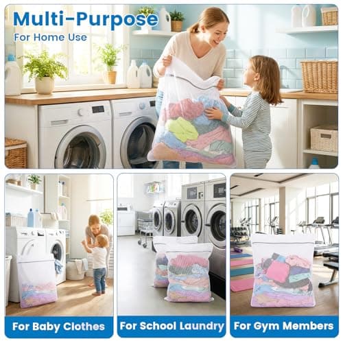 Dntorx 2 XXX-Large Durable Honeycomb Mesh Laundry Bags for Delicates with Zipper, 35 x 43 Inches Reusable Laundry Bag Mesh Wash Bags for Washing Machine for Cotton Clothes, Coat, Sweater, Sheet, Shoes - Thumbnail 4