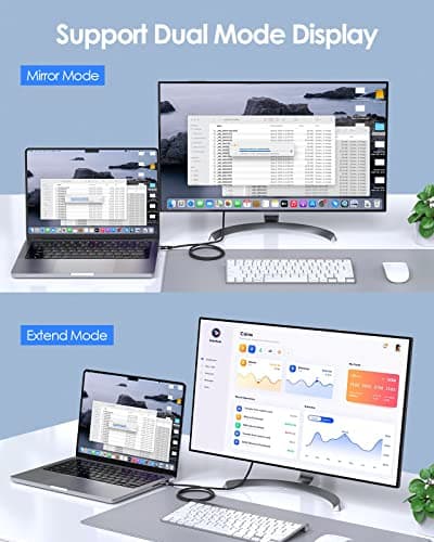 LENTION 6FT USB C to DisplayPort Cable Adapter (4K@60Hz,2K@165Hz), Type C to DisplayPort Cord Compatible with 2025-2016 MacBook Pro/Air, 2026 MacBook Neo, iPad/Surface/Mac mini,Dell(2M,Gray) - Thumbnail 4