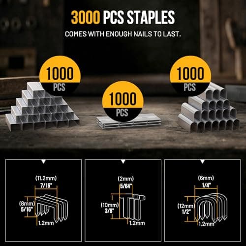 Staple Gun - LUFF 3 in 1 Heavy Duty Stapler Gun with Staple Remover and 3000 Staples for Upholstery, Manual Brad Nailer Power Adjustment Stapler Gun for Wood, Decoration, Crafts DIY - Thumbnail 4