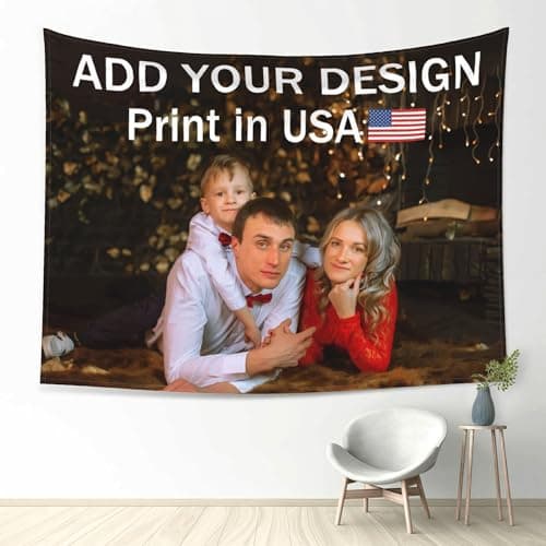 ANSTING Custom Tapestry with Photo, Ships Next Business Day, Print in USA, Personalized Picture Text Wall Hanging Banner Customized Image Background for Bedroom Decor (80x60in) - Thumbnail 3
