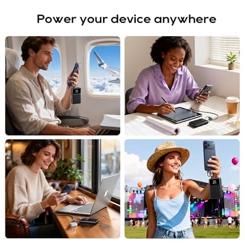 Kuulaa Portable Charger with Built in Cables 10000mAh, Slim Travel Power Bank with LED Display, 22.5W Fast Charging Battery Pack for iPhone 17 16 15 14 13 12 Android,Black - Thumbnail 6