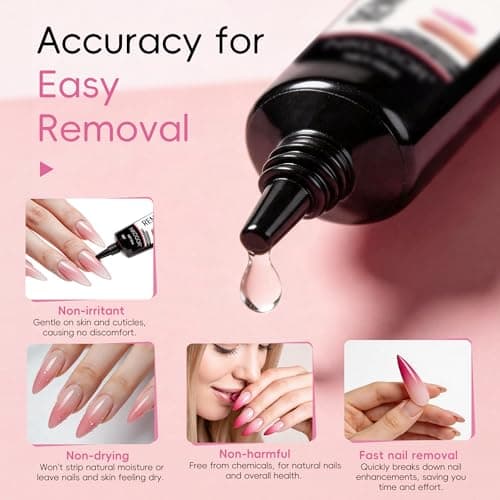 NKOGOK 20g Strong Semi Solid Nail Glue with 20g Nail Glue Remover, Press On Glue and Remover, 4 in 1 No Need UV Lamp, Quick Air Dry, Long Lasting, Strong-hold and Waterproof Bond for Manicure Home DIY - Thumbnail 4