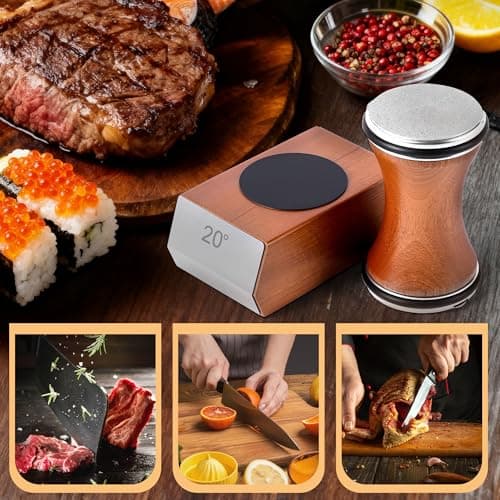 Rolling Knife Sharpener Kit, Knife Sharpener Tool with Replaceable Discs Diamond & Ceramic,15 & 20 Degree Multi-Purpose Magnetic Base, Suitable for Small, Medium, and Large Knives - Thumbnail 4