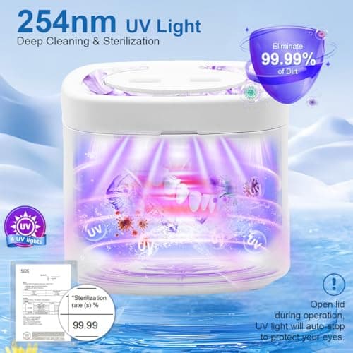 Ultrasonic Retainer Cleaner, Retainer Cleaner Machine, Aligner Cleaner, Nightguard Cleaner, Mouthguard Cleaner, Denture Cleaner. Ultrasonic Cleaner for Braces, Aligner, Toothbrush, Jewelry - Thumbnail 4