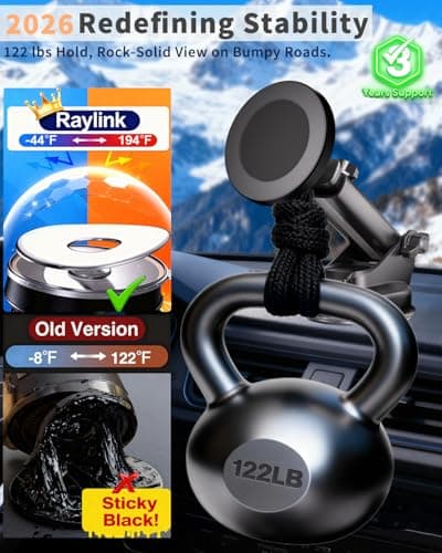 RayLink for Military-Grade Magnetic Car Mount【122+lbs Suction & 25lbs Magnet】 for MagSafe Phone Holder【3-in-1 Windshield+Vent+Dash】 Universal Cell Phone Holder for Car Truck SUV - Thumbnail 2