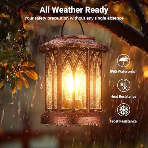 WdtPro Solar Lanterns Outdoor Hanging 2 Pack, Upgraded Bright Solar Lantern Lights Outdoor Waterproof, Solar Powered Lantern Over 12Hrs Hanging Lights for Outside Garden Yard Patio Decor (Copper) - Thumbnail 2