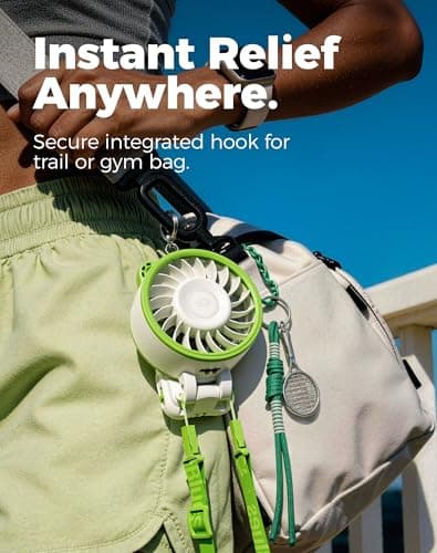Diveblues Portable Turbo Fan, 7.4m/s High Speed Handheld Fan, 180° Foldable 4-in-1 Personal Neck Fan with Carabiner Clip, 100 Speed Stepless Control, USB-C Rechargeable for Travel, Makeup Hot Flashes - Thumbnail 4