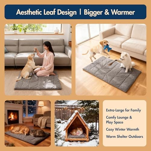 Vagascape Dog Pad (48"x28") - Waterproof Heated Mat & Pet Bed for Indoor and Outdoor Use, Chew Resistant Cord, Machine Washable Cover with Wheat Pattern Quilting, for Cats and Pets - Thumbnail 3