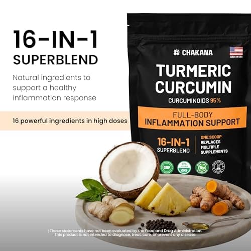 Turmeric Curcumin Supplement Powder with Black Pepper & Ginger – Inflammation Support for Joint Comfort & Mobility – 16-in-1 Natural High Potency Superblend – 1 lb - Thumbnail 5
