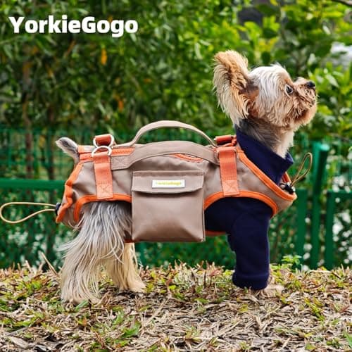 YorkieGogo Pet Carrier Sling & Backpack, Full Body Lift Harness, Soft Lift Support and Rehab Harness for Small Dogs and Cats (Khaki, XXS) - Thumbnail 5