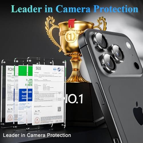 YWXTW Camera Lens Protector for iPhone 17 Pro/iPhone 17 Pro Max, [1 Step Installation Tray] Tempered Glass Screen Protector Metal Individual Camera Cover Accessories Case Friendly (Glitter Grey) - Thumbnail 2