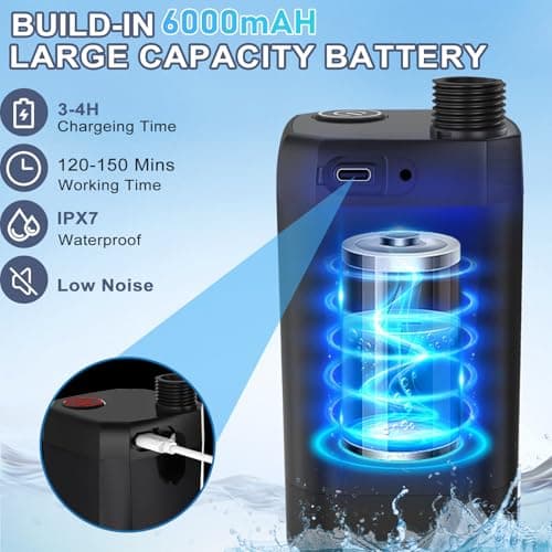 HeiPen Portable Camping Shower Kit, 6000mAh Rechargeable Outdoor Shower Kit with Intelligent LED Display for Camping, Hiking, RV, Traveling, Beach (Camping Shower Kit with Tent (No Heater Included)) - Thumbnail 2