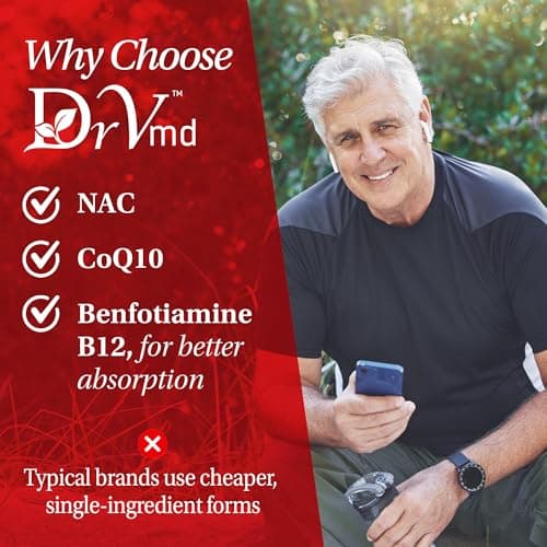 DrVmd Vascular Control – NAC, CoQ10, Benfotiamine, Betaine (3 Month Supply) Circulation, Heart Health, Energy & Endurance Support – Antioxidant B Vitamins Supplement - Thumbnail 5